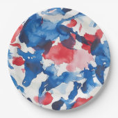 Rood Wit en Blauw Waterverf Abstract Bord (Voorkant)