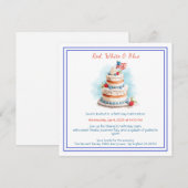 Rood wit en blauw Waterverf verjaardagsuitnodiging Feestdagenkaart (Voorkant / Achterkant)