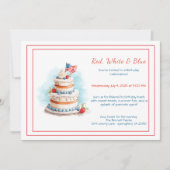 Rood wit en blauw Waterverf verjaardagsuitnodiging Kaart (Voorkant)