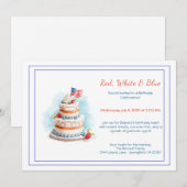 Rood wit en blauw Waterverf verjaardagsuitnodiging Kaart (Voorkant / Achterkant)