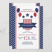 Rood Wit en Blauw Welkom Thuis Uitnodiging (Voorkant / Achterkant)