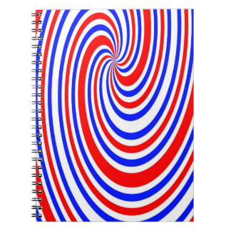 Rood wit en blauw werveling notitieboek