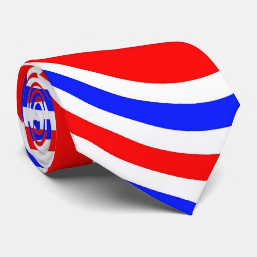 Rood wit en blauw wervelingen stropdas (Opgerold)