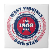 Rood, wit en blauw West Virginia Keramische Tegel