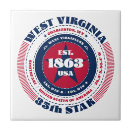 Rood, wit en blauw West Virginia Keramische Tegel Tegeltje