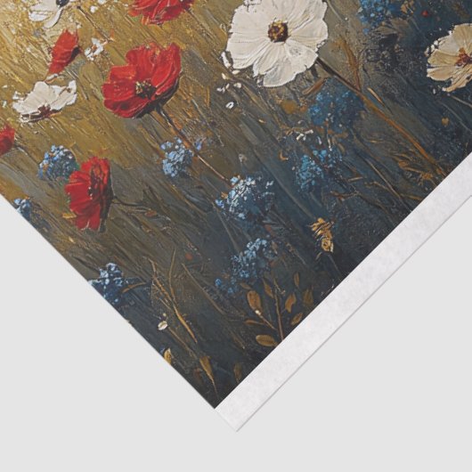 Rood wit en blauw Wildflowers Decoupage Tissuepapier (Detail)