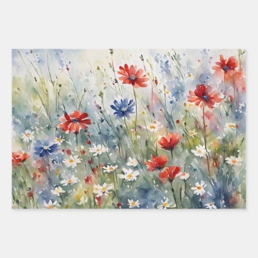 Rood wit en blauw Wildflowers Variety Pack Inpakpapier Vel (Voorkant 3)