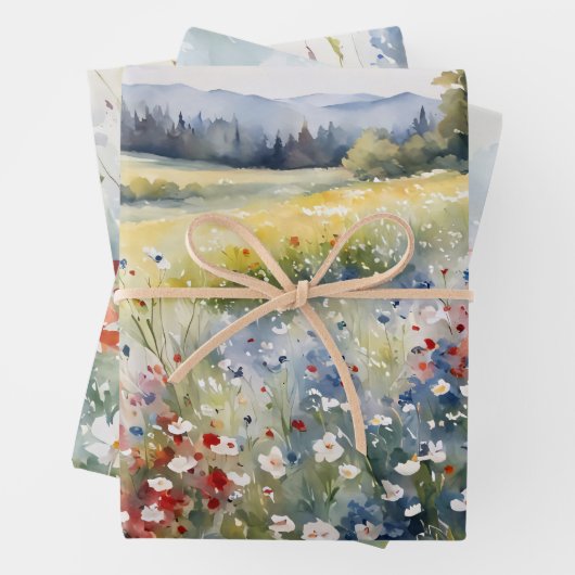 Rood wit en blauw Wildflowers Variety Pack Inpakpapier Vel (In situ)