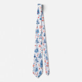 Rood, wit en blauw winterwonderland stropdas (Voorkant)