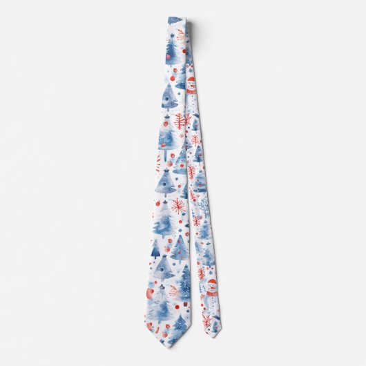 Rood, wit en blauw winterwonderland stropdas (Voorkant)