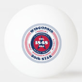 Rood, wit en blauw Wisconsin Circle Pingpongbal (Voorkant)