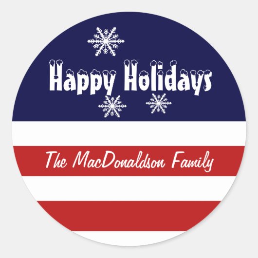 Rood wit en blauw Xmas feestdagen Ronde Sticker (Voorkant)