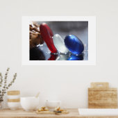 Rood wit en blauw Zee glas Poster (Keuken)