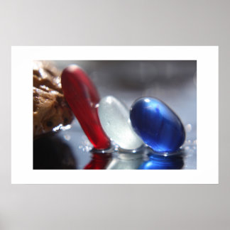 Rood wit en blauw Zee glas Poster
