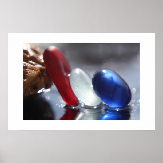 Rood wit en blauw Zee glas Poster (Voorkant)