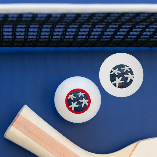 Rood Wit en Blauw Zeester Nautische VS Pingpongbal