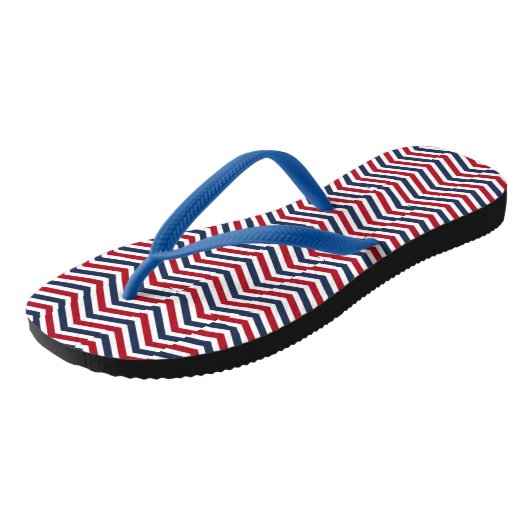 Rood Wit en Blauw Zig-Zag Ontwerp Teenslippers (Schuin)