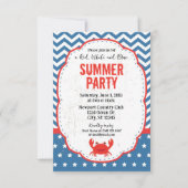 Rood, Wit en Blauw Zomerfeestuitnodiging Kaart (Voorkant)