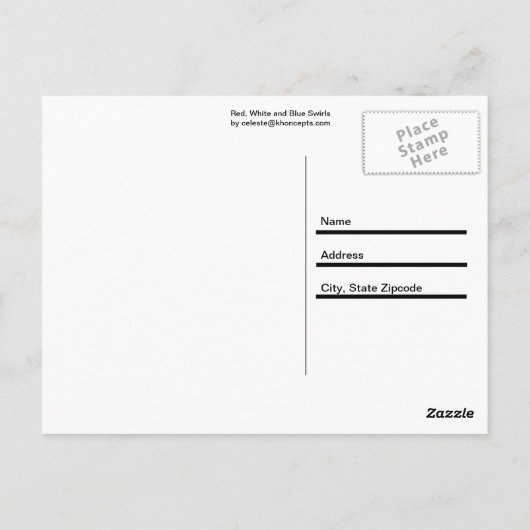 Rood, wit en blauw zwijn briefkaart (Achterkant)