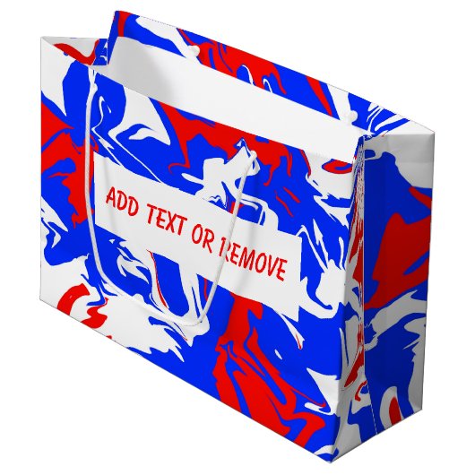 Rood, wit en blauw zwijn groot cadeauzakje (Voorkant Gekanteld)