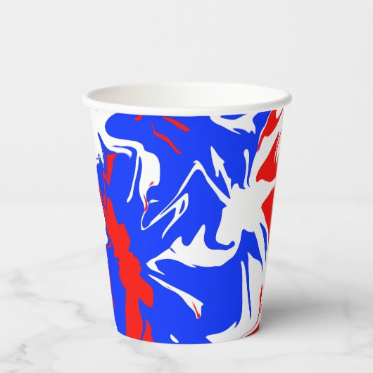 Rood, wit en blauw zwijn papieren bekers (Achterkant)