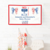 Rood Wit en Blauwe 4 Juli Baby Shower Spandoek (Insitu)