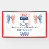Rood Wit en Blauwe 4 Juli Baby Shower Spandoek (Horizontaal)