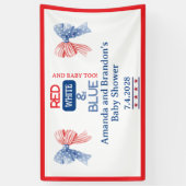 Rood Wit en Blauwe 4 Juli Baby Shower Spandoek (Verticaal)
