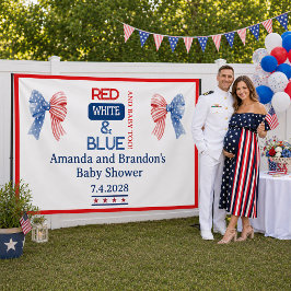 Rood Wit en Blauwe 4 Juli Baby Shower Spandoek
