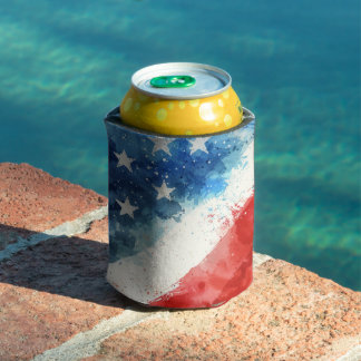 Rood Wit en Blauwe Aquarel Amerikaanse Vlag Blikjeskoeler