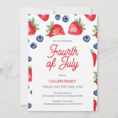 Rood wit en blauwe bessen 4 juli zomerfeest kaart (Voorkant)