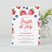 Rood wit en blauwe bessen 4 juli zomerfeest kaart (Staand voorkant)