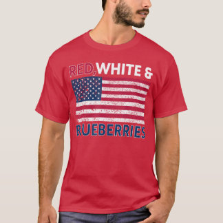 Rood Wit en Blauwe Bessen Patriot retro T-shirt