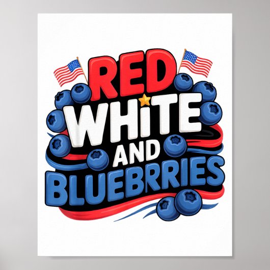 Rood, Wit En Blauwe Bessen Patriott Poster (Voorkant)