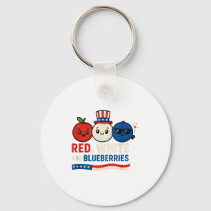 Rood, Wit En Blauwe Bessen Patriottisch Grappige C Sleutelhanger