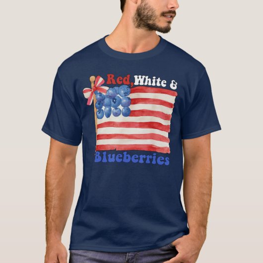 Rood Wit en Blauwe-bessen vrienden T-shirt (Voorkant)