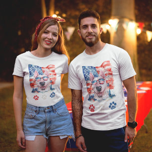 Rood Wit en Blauwe Bull Terrier Hond 4 juli T-shirt