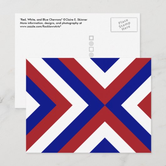 Rood, Wit en Blauwe Chevrons Briefkaart (Voorkant / Achterkant)