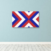 Rood, Wit en Blauwe Chevrons Canvas Afdruk (Insitu (Houten vloer))