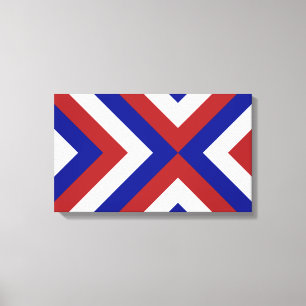 Rood, Wit en Blauwe Chevrons Canvas Afdruk