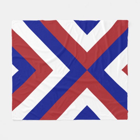 Rood, Wit en Blauwe Chevrons Fleece Deken (Voorkant (Horizontaal))