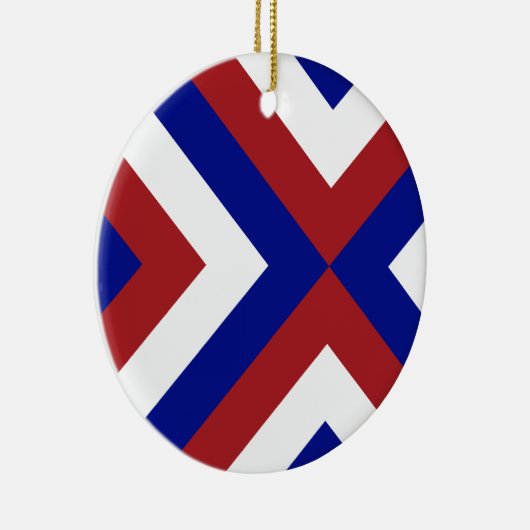Rood, Wit en Blauwe Chevrons Keramisch Ornament (Rechts)
