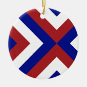 Rood, Wit en Blauwe Chevrons Keramisch Ornament (Voorkant)