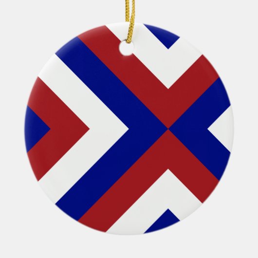 Rood, Wit en Blauwe Chevrons Keramisch Ornament (Voorkant)