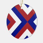 Rood, Wit en Blauwe Chevrons Keramisch Ornament (Links)