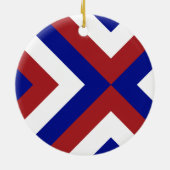 Rood, Wit en Blauwe Chevrons Keramisch Ornament (Achterkant)