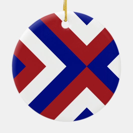 Rood, Wit en Blauwe Chevrons Keramisch Ornament (Achterkant)