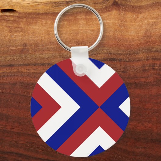 Rood, Wit en Blauwe Chevrons Sleutelhanger (Voorkant)