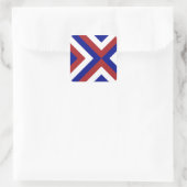 Rood, Wit en Blauwe Chevrons Vierkante Sticker (Tas)