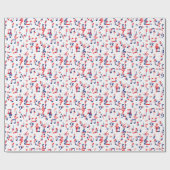 Rood wit en blauwe muziek cadeaupapier (Vlak)